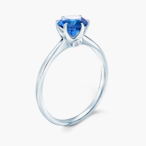 Pierścionek zaręczynowy The Journey: białe złoto, niebieski szafir